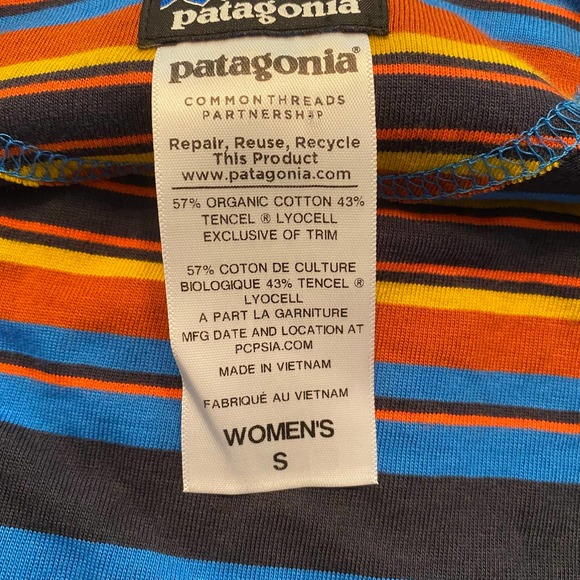 Patagonia Hatty Stripe Kamala Cowl Neck Dress Sz M - Picture 6 of 7